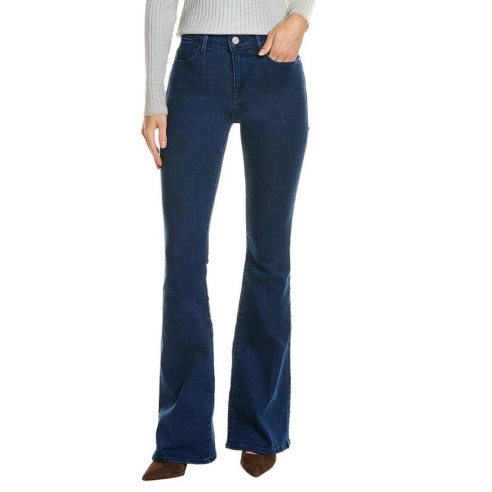 FRAME Le High Flare Jeans Umma Dark Indigo High Rise Stretch Denim Size 26
